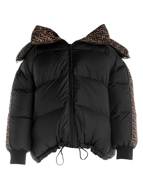 fendi logo print reversible padded shell down jacket|FENDI FF.